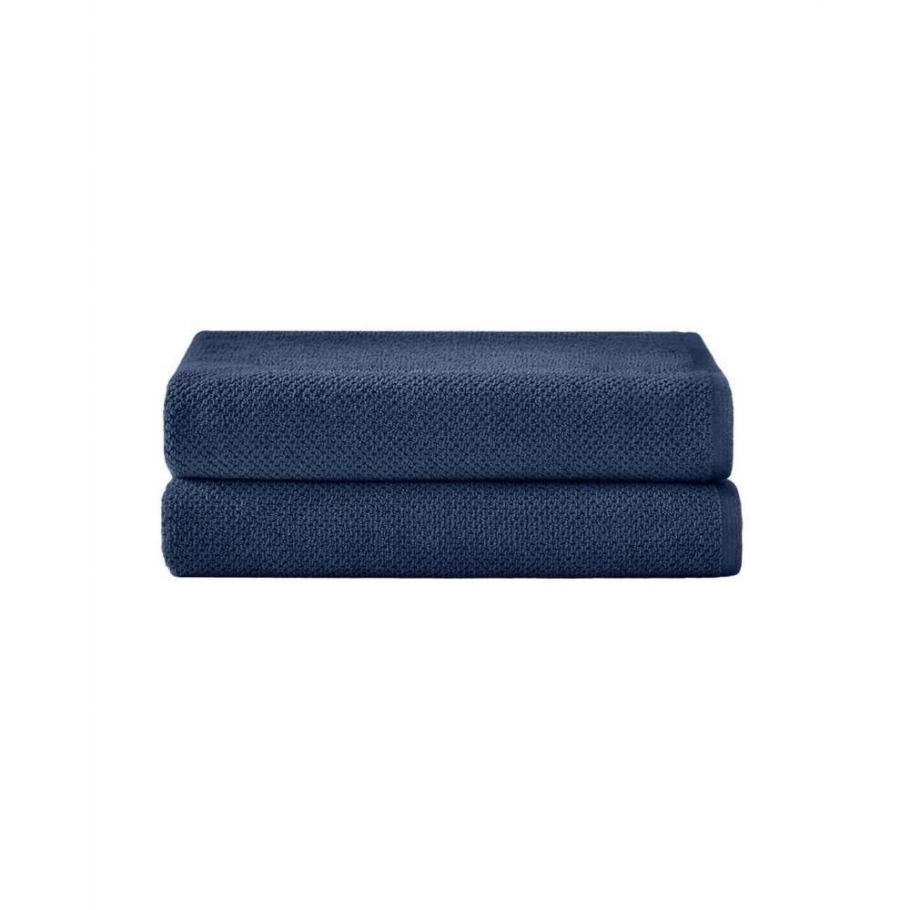 NEW UNDER THE CANOPY textured organic 2 piece bath towel set in navy